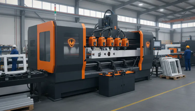 Macchina automatica per taglio e saldatura per finestre in uPVC