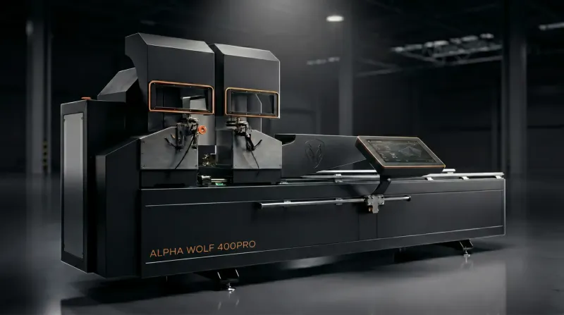के लिए एल्यूमिनियम प्रोफाइल्स के लिए स्वचालित डबल मिटर सॉ ALPHA WOLF 400PRO